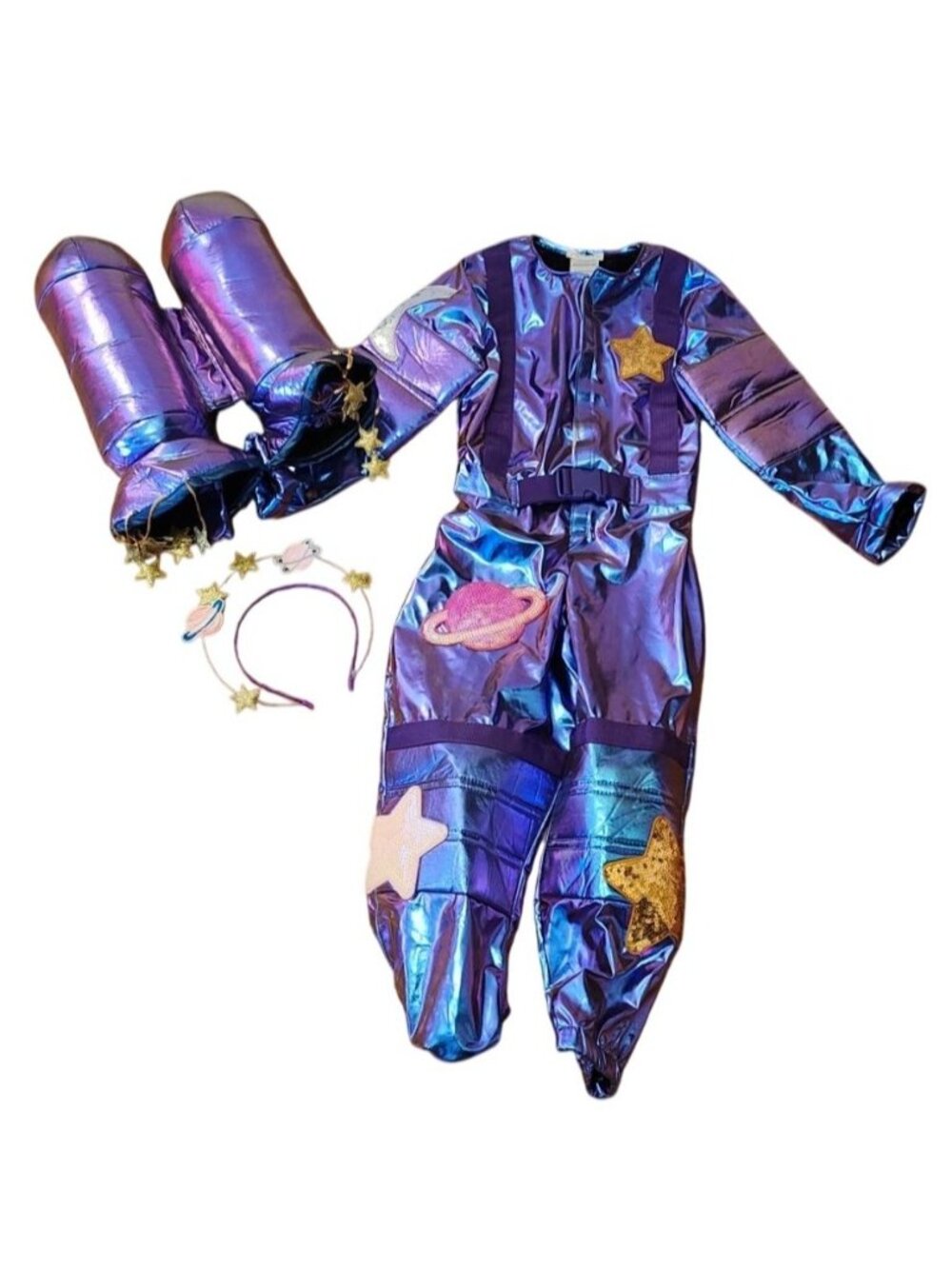 Girl Pottery Barn Kids Light Up Cosmic Sparkle Astronaut Costume Set size 4-6y